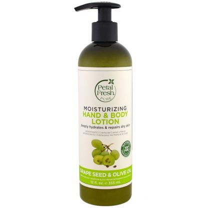 PETAL FRESH, PURE, MOISTURIZING HAND & BODY LOTION, GRAPE SEED & OLIVE OIL, 12 FL OZ / 355ml