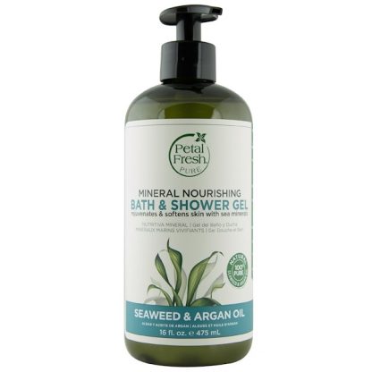 PETAL FRESH, PURE, MINERAL NOURISHING BATH & SHOWER GEL, SEAWEED & ARGAN OIL, 16 FL OZ / 475ml