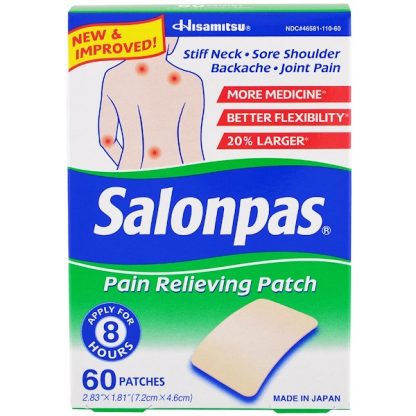 SALONPAS, PAIN RELIEVING PATCH, 60 PATCHES, 2.83"X1.81"