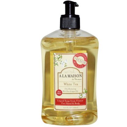 A LA MAISON DE PROVENCE, HAND & BODY LIQUID SOAP, WHITE TEA, 16.9 FL OZ / 500ml