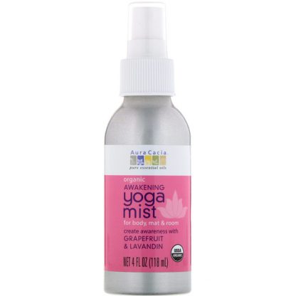 AURA CACIA, YOGA MIST, ORGANIC AWAKENING, GRAPEFRUIT & LAVANDIN, 4 FL OZ / 118ml