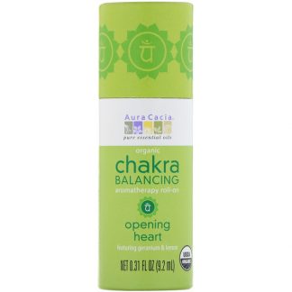 AURA CACIA, ORGANIC CHAKRA BALANCING AROMATHERAPY ROLL-ON, OPENING HEART, 0.31 FL OZ / 9.2ml