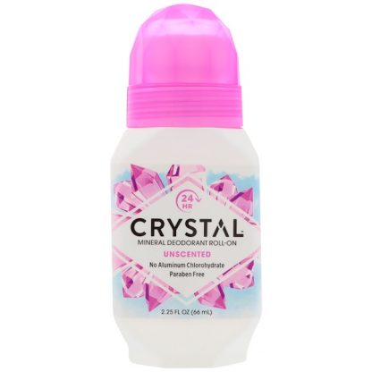 CRYSTAL BODY DEODORANT, MINERAL DEODORANT ROLL-ON, UNSCENTED , 2.25 FL OZ / 66ml