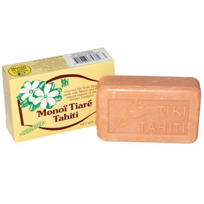 MONOI TIARE TAHITI, COCONUT OIL SOAP, SANDALWOOD SCENTED, 4.55 OZ / 130g