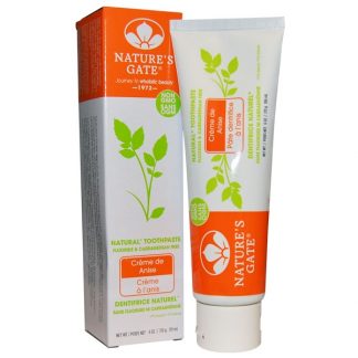 NATURE'S GATE, NATURAL TOOTHPASTE, FLOURIDE AND CARRAGEENAN FREE, CR?ME DE ANISE, 6 OZ / 170g