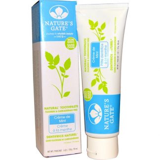 NATURE'S GATE, NATURAL TOOTHPASTE, FLOURIDE AND CARRAGEENAN FREE, CREME DE MINT, 6 OZ / 170g