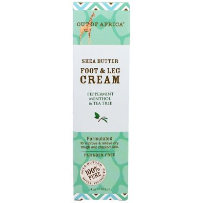 OUT OF AFRICA, SHEA BUTTER FOOT & LEG CREAM, PEPPERMINT MENTHOL & TEA TREE, 4 OZ / 118.3ml