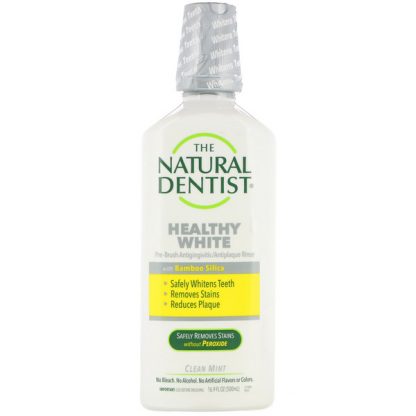 THE NATURAL DENTIST, HEALTHY WHITE, PRE-BRUSH ANTIGINGIVITIS/ANTIPLAQUE RINSE, CLEAN MINT, 16.9 FL OZ / 500ml