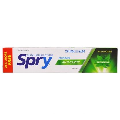 XLEAR, SPRY TOOTHPASTE, ANTI-CAVITY WITH FLUORIDE, SPEARMINT, 5 OZ / 141g