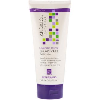 ANDALOU NATURALS, SHOWER GEL, REFRESHING, LAVENDER THYME, 8.5 FL OZ / 251ml