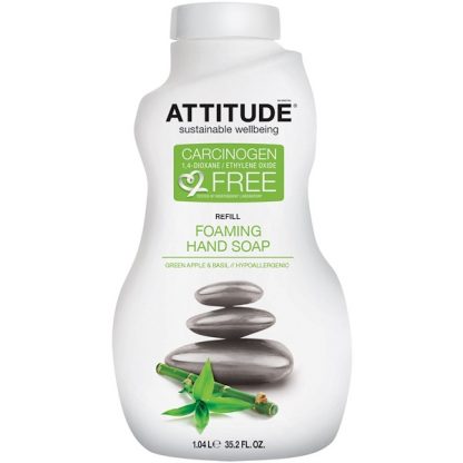 ATTITUDE, FOAMING HAND SOAP, REFILL, GREEN APPLE & BASIL, 35.2 FL OZ / 1.04 L)