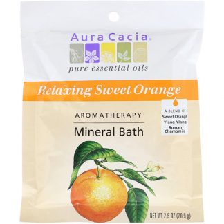 AURA CACIA, AROMATHERAPY MINERAL BATH, RELAXING SWEET ORANGE, 2.5 OZ / 70.9g