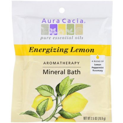 AURA CACIA, AROMATHERAPY MINERAL BATH, ENERGIZING LEMON, 2.5 OZ / 70.9g