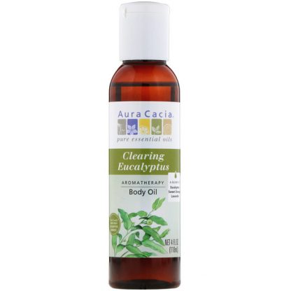 AURA CACIA, AROMATHERAPY BODY OIL, CLEARING EUCALYPTUS, 4 FL OZ / 118ml