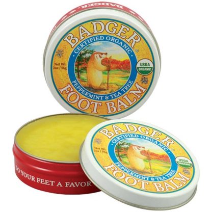 BADGER COMPANY, FOOT BALM, PEPPERMINT & TEA TREE, 2 OZ / 56g