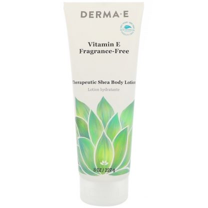 DERMA E, VITAMIN E INTENSIVE THERAPEUTIC SHEA BODY LOTION, FRAGRANCE-FREE, 8 FL OZ / 227ml