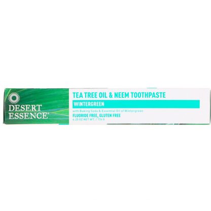 DESERT ESSENCE, TEA TREE OIL & NEEM TOOTHPASTE, WINTERGREEN, 6.25 OZ / 176g