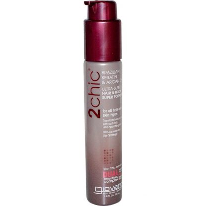 GIOVANNI, 2CHIC, ULTRA-SLEEK HAIR & BODY SUPER POTION, BRAZILIAN KERATIN & ARGAN OIL, 1.8 FL OZ / 53ml