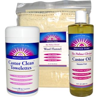 HERITAGE STORE, THE PALMA CHRISTI CASTOR OIL PACK KIT, 4 PIECE KIT