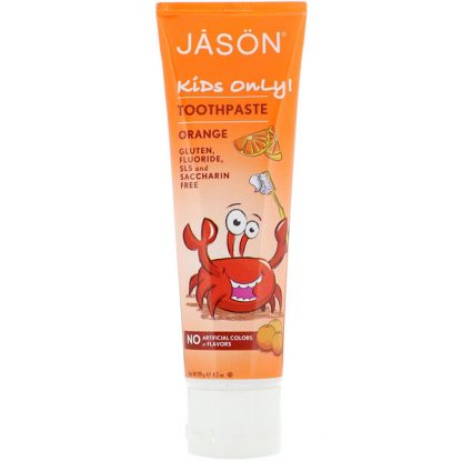 JASON NATURAL, KIDS ONLY! TOOTHPASTE, ORANGE, 4.2 OZ / 119g