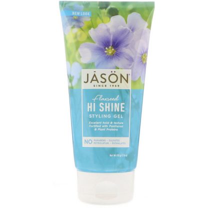 JASON NATURAL, STYLING GEL, FLAXSEED HI SHINE, 6 OZ / 170g