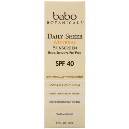 BABO BOTANICALS, DAILY SHEER MINERAL SUNSCREEN, SPF 40, 1.7 FL OZ / 50ml