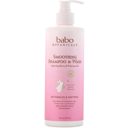 BABO BOTANICALS, SMOOTHING SHAMPOO & WASH, SOFTENING BERRY & PRIMROSE OIL, 16 FL OZ / 473ml