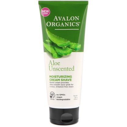 AVALON ORGANICS, MOISTURIZING CREAM SHAVE, ALOE UNSCENTED, 8 OZ / 227ml