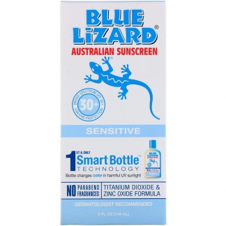 BLUE LIZARD AUSTRALIAN SUNSCREEN, SENSITIVE SPF 30+ SUNSCREEN, FRAGRANCE FREE, 5 FL OZ / 148ml