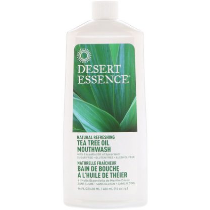 DESERT ESSENCE, NATURAL REFRESHING TEA TREE OIL MOUTHWASH, ALCOHOL FREE, 16 FL OZ / 480ml