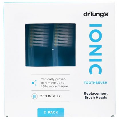 DR. TUNG'S, IONIC TOOTHBRUSH, REPLACEMENT BRUSH HEADS, SOFT BRISTLES, 2 PACK