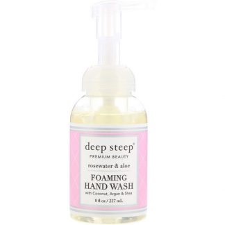 DEEP STEEP, FOAMING HAND WASH, ROSEWATER & ALOE, 8 FL OZ / 237ml