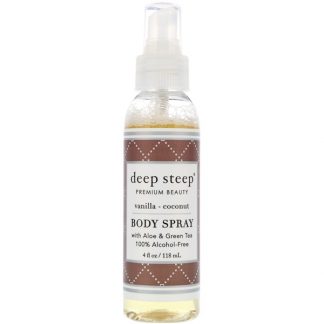 DEEP STEEP, BODY SPRAY, VANILLA - COCONUT, 4 FL OZ / 118ml