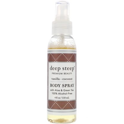 DEEP STEEP, BODY SPRAY, VANILLA - COCONUT, 4 FL OZ / 118ml