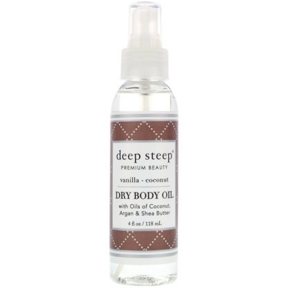 DEEP STEEP, DRY BODY OIL, VANILLA - COCONUT, 4 FL OZ / 118ml