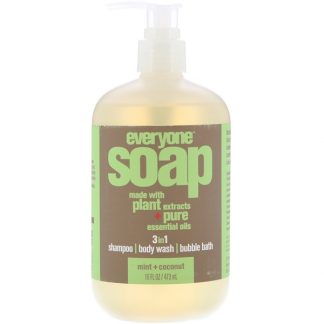 EO PRODUCTS, EVERYONE SOAP, 3 IN 1, MINT + COCONUT, 16 FL OZ / 473ml