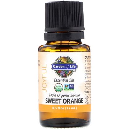 GARDEN OF LIFE, 100% ORGANIC & PURE, ESSENTIAL OILS, JOYFUL, SWEET ORANGE, 0.5 FL OZ / 15ml