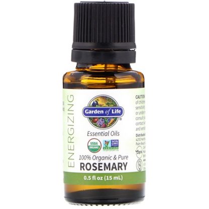 GARDEN OF LIFE, 100% ORGANIC & PURE, ESSENTIAL OILS, ENERGIZING, ROSEMARY, 0.5 FL OZ / 15ml