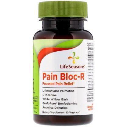 LIFESEASONS, PAIN BLOC-R, FOCUSED PAIN RELIEF, 10 VEGETARIAN CAPSULES