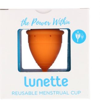 LUNETTE, REUSABLE MENSTRUAL CUP, MODEL 1, FOR LIGHT TO NORMAL FLOW, ORANGE, 1 CUP