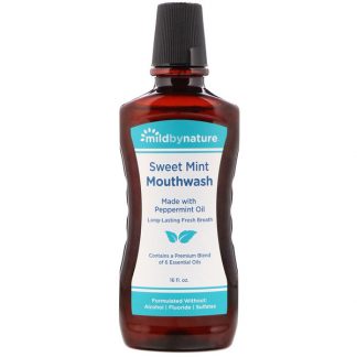 MILD BY NATURE, MOUTH WASH, MADE WITH PEPPERMINT OIL, LONG-LASTING FRESH BREATH, SWEET MINT, 16 FL OZ