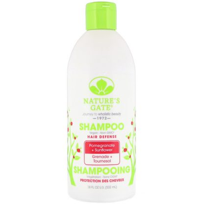 NATURE'S GATE, SHAMPOO, HAIR DEFENSE, POMEGRANATE + SUNFLOWER, 18 FL OZ / 532ml