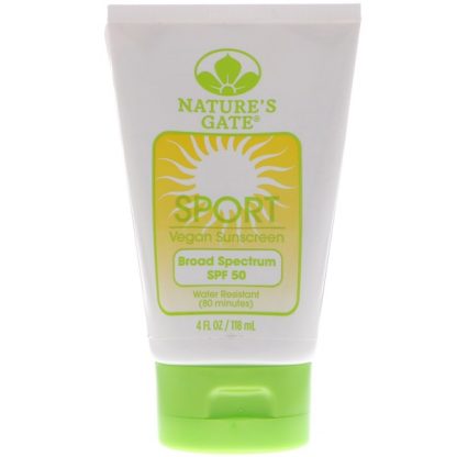 NATURE'S GATE, SPORT, VEGAN SUNSCREEN, SPF 50, 4 FL OZ / 118ml