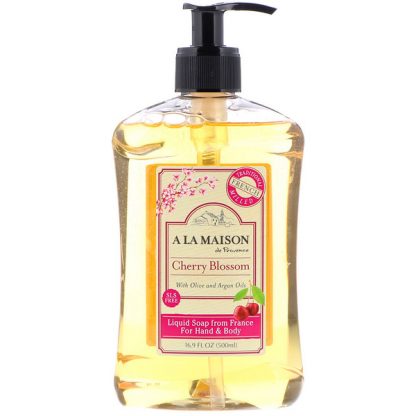 A LA MAISON DE PROVENCE, LIQUID SOAP FOR HAND & BODY, CHERRY BLOSSOM, 16.9 FL OZ / 500ml