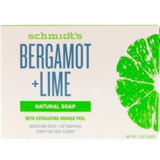 SCHMIDT'S NATURALS, NATURAL SOAP, BERGAMOT + LIME, 5 OZ / 142g