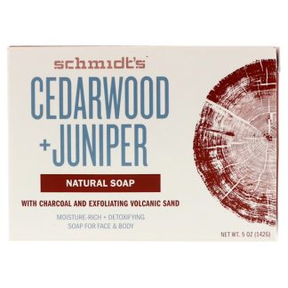 SCHMIDT'S NATURALS, NATURAL SOAP, CEDARWOOD + JUNIPER, 5 OZ / 142g