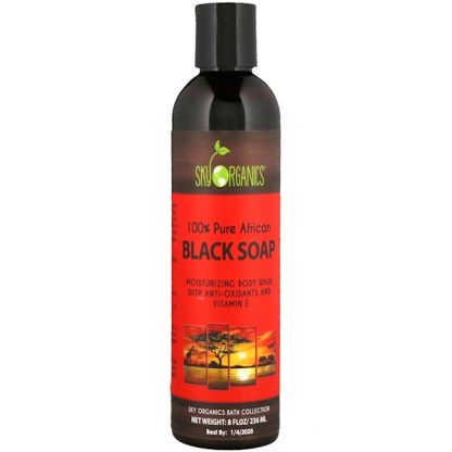 SKY ORGANICS, 100% PURE AFRICAN BLACK SOAP BODY WASH, 8 FL OZ / 236ml