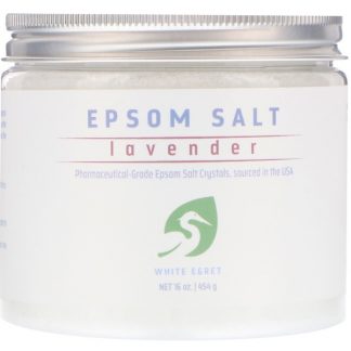 WHITE EGRET PERSONAL CARE, LAVENDER EPSOM SALT, 16 OZ / 454g