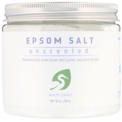 WHITE EGRET PERSONAL CARE, EPSOM SALT, UNSCENTED, 16 OZ / 454g