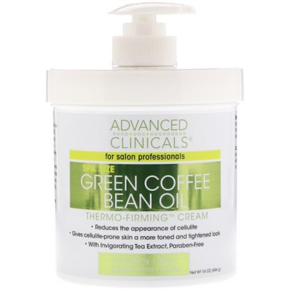 ADVANCED CLINICALS, GREEN COFFEE BEAN OIL, THERMO-FIRMING CREAM, 16 OZ / 454g